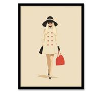 Wee Blue Coo Unbothered Stylish 60s Fashion Model Artwork Framed Wall Art Print A4