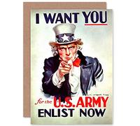 Wee Blue Coo UNCLE SAM USA ARMY WANT YOU BIRTHDAY BLANK GREETINGS CARD