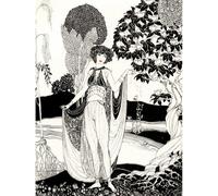 Wee Blue Coo Unframed Wall Art Art Deco Portrait Woman Garden - 12X16 Inch