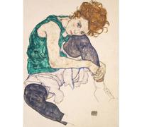 Wee Blue Coo Unframed Wall Art Egon Schiele Seated Woman Legs Drawn Up Adele Herms - 12X16 Inch