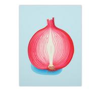 Wee Blue Coo Unframed Wall Art Just Add Red Onion Kitchen Painting Cut Vegetable Pastel Colour Pink On Blue - 12X16 Inch