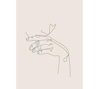 Wee Blue Coo Unframed Wall Art Line Drawing Hand Thinking Minimalist - 12X16 Inch