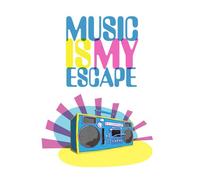 Wee Blue Coo Unframed Wall Art Music Is My Escape - 12X16 Inch