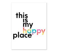 Wee Blue Coo Unframed Wall Art My Happy Place Rainbow Quote - 12X16 Inch