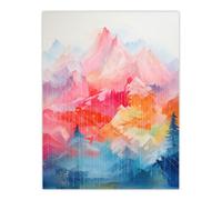 Wee Blue Coo Unframed Wall Art Natural Geometry Multicoloured Mountains Living Room - 12X16 Inch