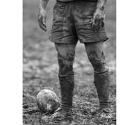Wee Blue Coo Unframed Wall Art Rugby Player Ball Mud Bowl - 12X16 Inch