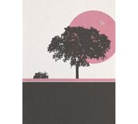 Wee Blue Coo Unframed Wall Art Tree Silhouette Elm Pink Pale Beige Nature - 12X16 Inch