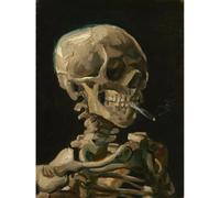 Wee Blue Coo Unframed Wall Art Van Gogh Head Skeleton Burning Cigarette - 12X16 Inch