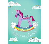 Wee Blue Coo Unicorn Believe Magic Art Print Poster Wall Decor 12X16 Inch