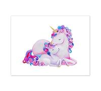 Wee Blue Coo Unicorn Mother And Daughter Art Print Canvas Premium Wall Decor Poster