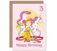 Wee Blue Coo Unicorn Princess Magic 3rd Birthday Greeting Card With Envelope Blank Inside Premium Quality
