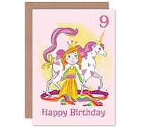 Wee Blue Coo Unicorn Princess Magic 9th Birthday Greeting Card With Envelope Blank Inside Premium Quality