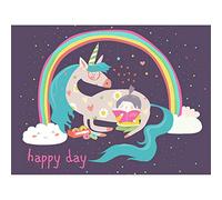 Wee Blue Coo Unicorn Rainbow Reading Child Art Print Canvas Premium Wall Decor Poster