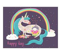 Wee Blue Coo Unicorn Rainbow Reading Child Large Wall Art Print Canvas Premium Poster