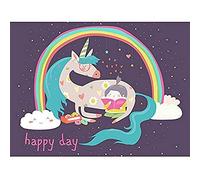 Wee Blue Coo Unicorn Rainbow Reading Child Unframed Art Print Poster Wall Decor 12x16 inch