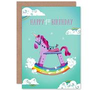Wee Blue Coo Unicorn Rocking Birthday 1St Greetings Card