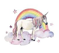 Wee Blue Coo Unicorn Watercolour Rainbow Art Print Canvas Premium Wall Decor Poster