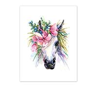 Wee Blue Coo Unicorn With Flower Wreath Art Print Canvas Premium Wall Decor Poster