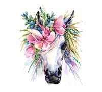 Wee Blue Coo Unicorn With Flower Wreath Art Print Poster Wall Decor 12X16 Inch