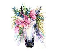 Wee Blue Coo Unicorn With Flower Wreath Art Print Poster Wall Decor