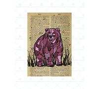 Wee Blue Coo Upcycle Dictionary Bear Animal Drawing Wall Art Print