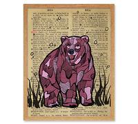 Wee Blue Coo Upcycle Dictionary Bear Art Print Framed Poster Wall Decor 12x16 inch