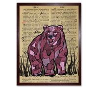 Wee Blue Coo Upcycle Dictionary Bear Art Print Framed Poster Wall Decor 12x16 inch