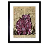 Wee Blue Coo Upcycle Dictionary Bear Artwork Framed Wall Art Print 12X16 Inch