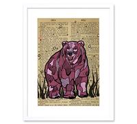 Wee Blue Coo Upcycle Dictionary Bear Artwork Framed Wall Art Print 12X16 Inch