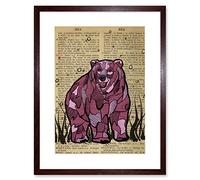 Wee Blue Coo Upcycle Dictionary Bear Artwork Framed Wall Art Print 12X16 Inch