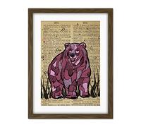 Wee Blue Coo Upcycle Dictionary Bear Artwork Framed Wall Art Print 18X24 Inch