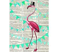 Wee Blue Coo Upcycle Dictionary Flamingo Bunting Unframed Art Print Poster Wall Decor 12X16 Inch