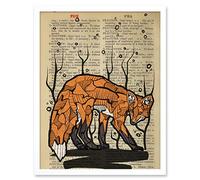 Wee Blue Coo Upcycle Dictionary Fox Art Print Framed Poster Wall Decor 12x16 inch
