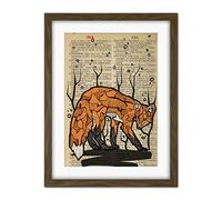 Wee Blue Coo Upcycle Dictionary Fox Artwork Framed Wall Art Print 18X24 Inch
