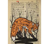 Wee Blue Coo Upcycle Dictionary Fox Large Wall Art Poster Print Thick Paper 18X24 Inch