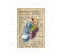 Wee Blue Coo Upcycle Dictionary Isometric Illogicalness Fishing Wall Art Print
