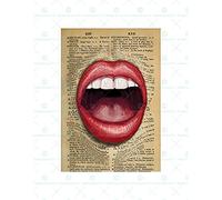 Wee Blue Coo Upcycle Dictionary Mouth Surreal Lips Wall Art Print