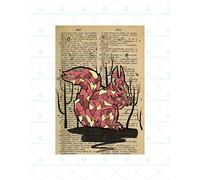 Wee Blue Coo Upcycle Dictionary Squirrel Animal Drawing Wall Art Print
