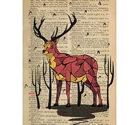Wee Blue Coo Upcycle Dictionary Stag Deer Large Wall Art Poster Print Thick Paper 18X24 Inch