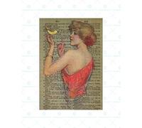 Wee Blue Coo Upcycle Dictionary Woman Red Dress Bird Wall Art Print