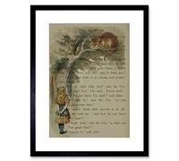 Wee Blue Coo Upcycle Mad Here Quote Alice Wonderland Cheshire Framed Wall Art Print