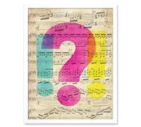 Wee Blue Coo Upcycle Sheet Music Question Shock Art Print Framed Poster Wall Decor 12x16 inch