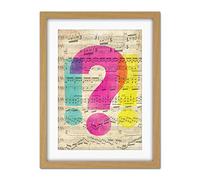 Wee Blue Coo Upcycle Sheet Music Question Shock Artwork Framed Wall Art Print 18X24 Inch