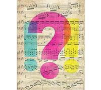 Wee Blue Coo Upcycle Sheet Music Question Shock Unframed Art Print Poster Wall Decor 12X16 Inch