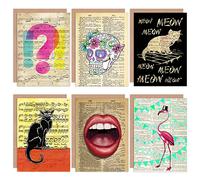 Wee Blue Coo Upcycled Quirky Music Dictionary Fun All Occasions Birthday Various Assorted Blank Greeting Cards With Envelopes Pack of 6