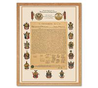 Wee Blue Coo Us Declaration Independence Art Print Framed Poster Wall Decor 12X16 Inch