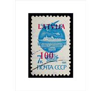 Wee Blue Coo Ussr Latvia Vintage Postage Stamp Philately Wall Art Print