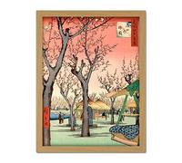 Wee Blue Coo Utagawa Hiroshige Japanese Plum Orchard in Kamada Artwork Framed Wall Art Print 18X24 Inch