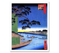 Wee Blue Coo Utagawa Hiroshige Japanese Woodblock Series Art Print Framed Poster Wall Decor 12x16 inch