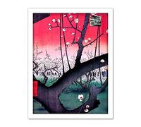 Wee Blue Coo Utagawa Hiroshige Pruneraie Kameido Artwork Framed Wall Art Print 18X24 Inch